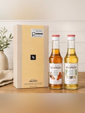 NEW! Nespresso Syrup Kit Vanilla & Caramel Le Sirop De Monin BRAND NEW IN PKG
